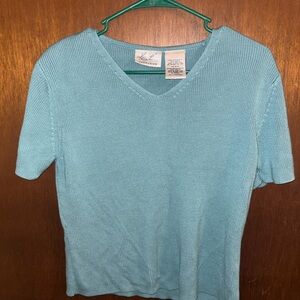 Kathie Lee Collection Light Blue V-Neck Tee
